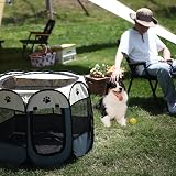 Sea Team Foldable Pet Playpen Portable Soft Pop-Up Mesh Dog Cat view 4