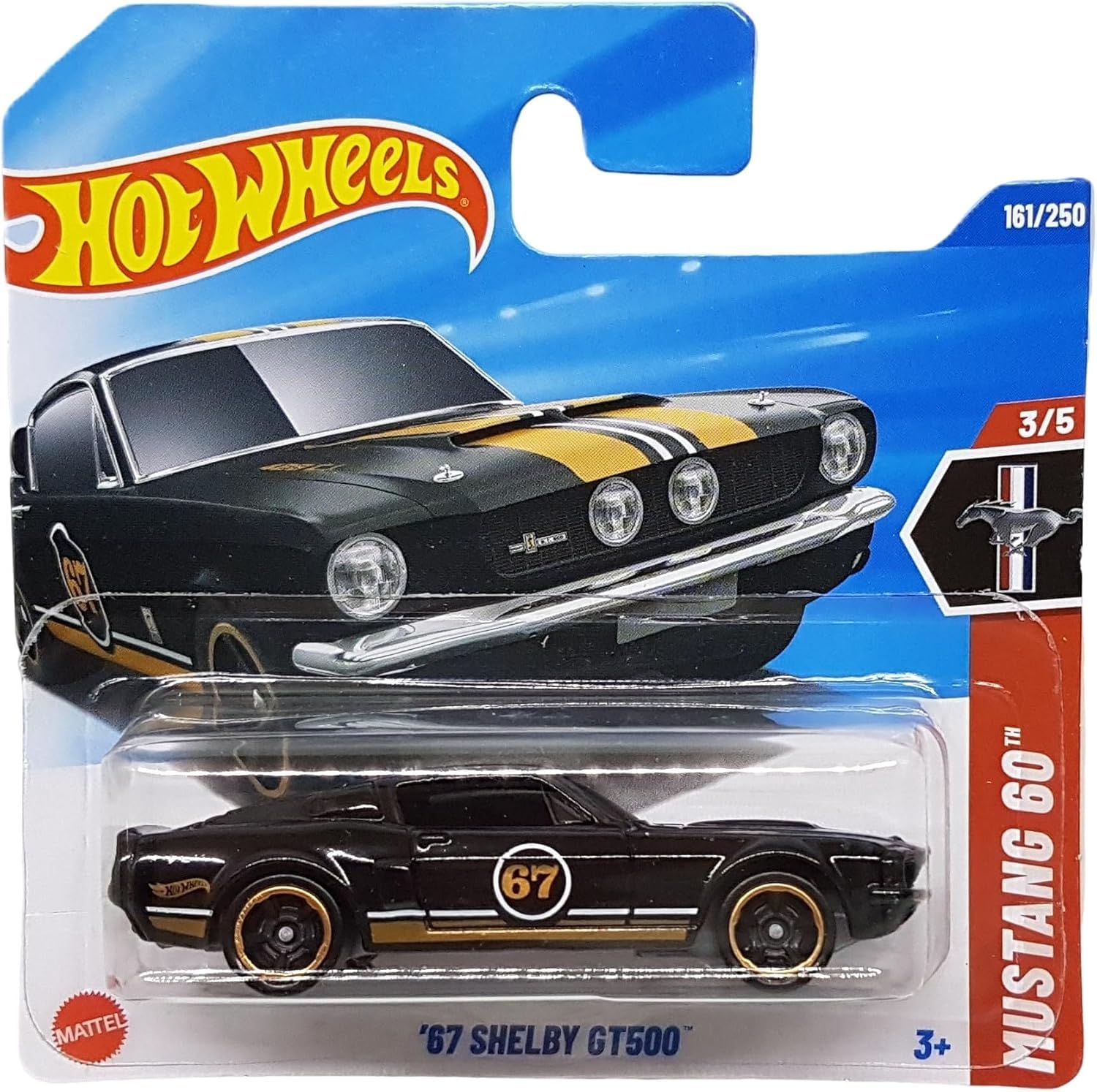 Hot Wheels - ´67 Shelby GT500 - Mustang 60th 3/5 - JBB94 - Short Card - Black Gold - Mattel 2025 - Officially Licensed Ford Model from the 2025 Mustang 60th Anniversary Series (161/250) - 1:64