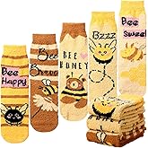 Foaincore 5 Pairs Fuzzy Socks for Women Cozy Cute Winter Warm Fluffy Socks for Birthday Themed Party Gift