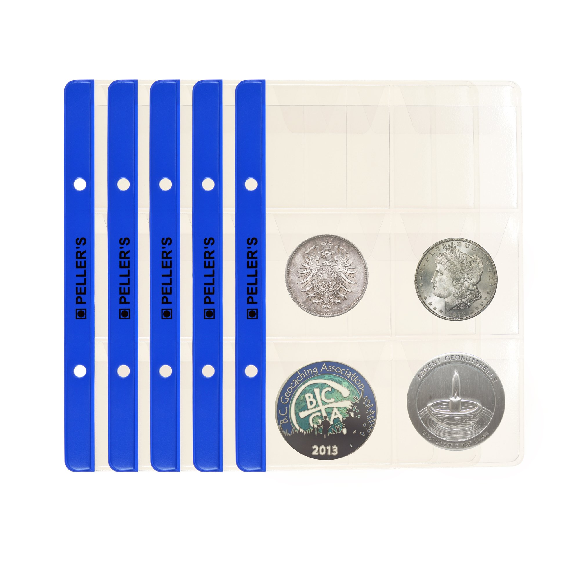 10 Collectors Sheets, 6 Pockets 2.17" X 2.17" (55mm X 55mm) On Each Page, for Big Coins up to 1.89" (48mm). Album S refill