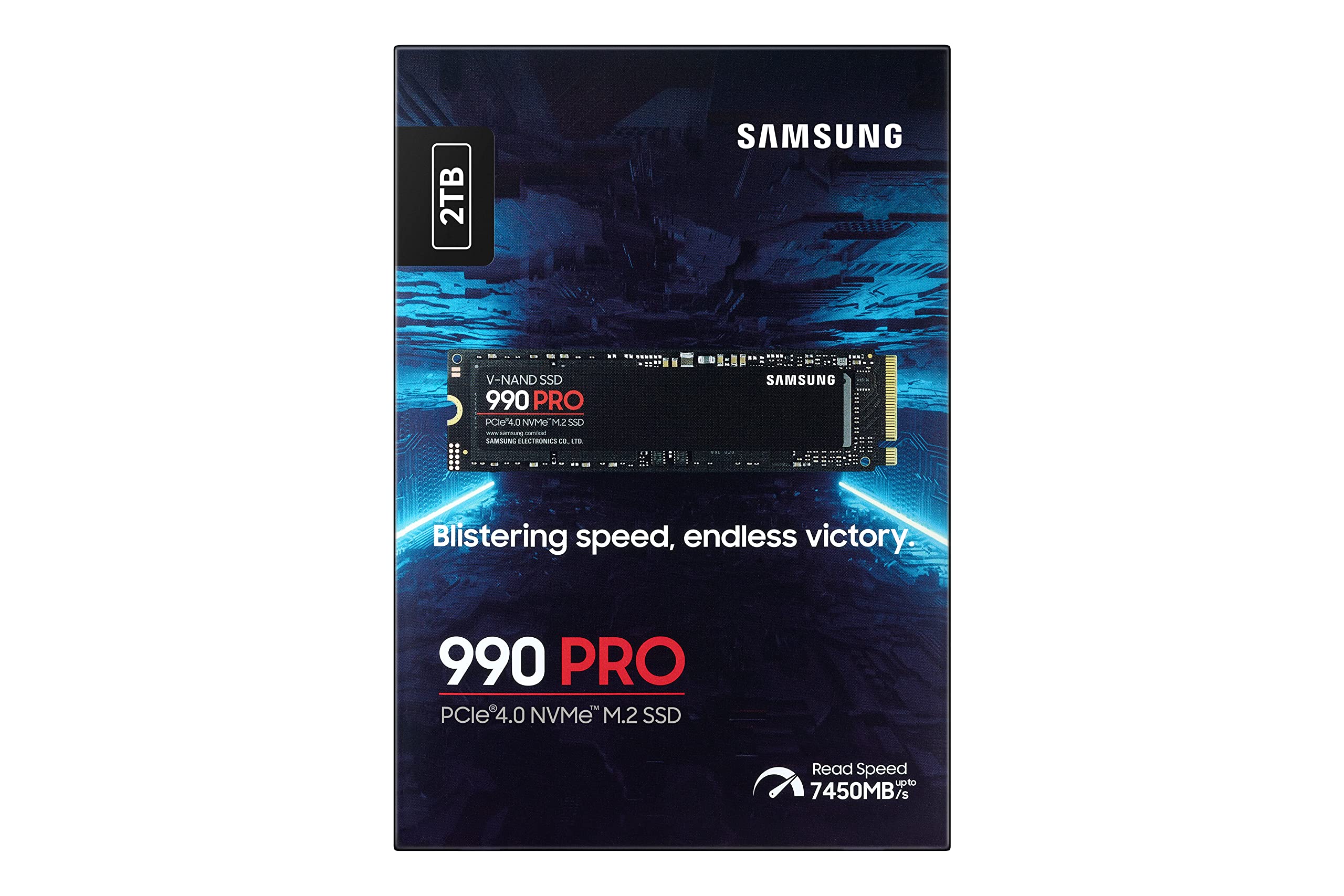 Samsung 990 PRO NVMe M.2 SSD, 2 TB, PCIe 4.0, 7,450 MB/s Read, 6,900 MB/s Write, Internal SSD, for Gaming and Video Editing, MZ-V9P2T0BW