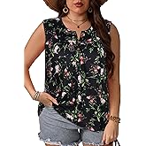 Womens Plus Size Tops Summer Tank Top Loose Fit Sleeveless Shirts Button Oversized Tees Flowy Blouse
