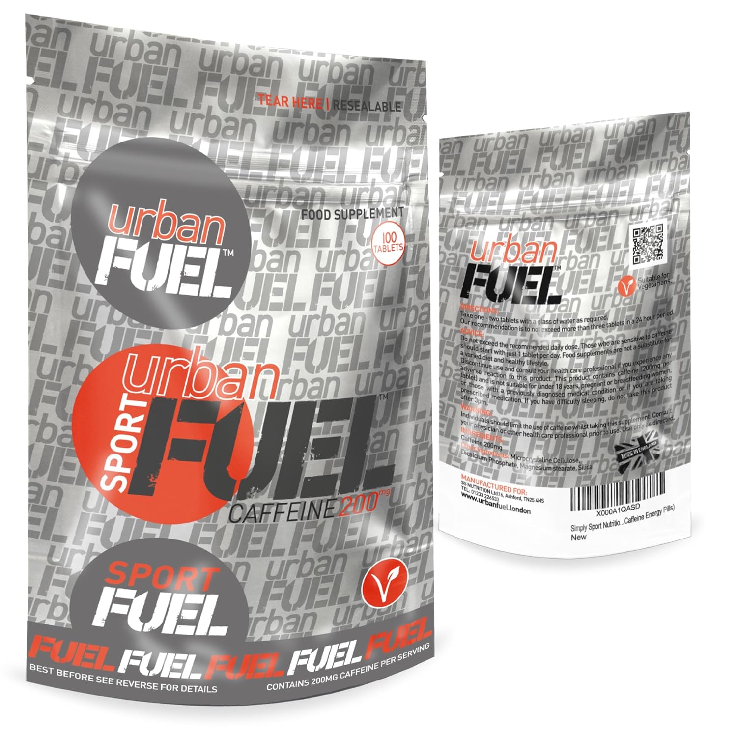 Urban Fuel Caffeine Support Tablets 200mg Pure 100 Stimulant pills