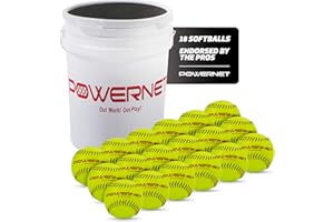 PowerNet Softball Batting Practice Equipment - Bucket of 11" & 12" Softballs, Weighted & Flexi Balls, Crushers