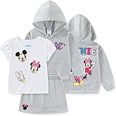 Disney Minnie Mouse and Friends Girls Hoodie T-Shirt and Skort Skirt 3 Piece Set for Toddler and Big Kids