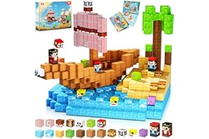 ToyUnited Magnetic Blocks - 100PCS Build Pirate-Ship World Set - Magnetic Building Cube Stacking, STEM Montessori Sensory Toys for Kids Boys Girls Ages 3 4 5 6 7 8 9 10 Easter Birthday Gifts