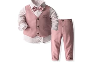 XINGWU TEXTITLE Baby Boys' 4-Piece Set with Dress Shirt, Vest, Pants, and Tie