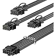 Fasgear 600W PCIe 5.0 GPU Power Cable Sleeved 70cm 16pin (12+4) 12VHPWR Connector for RTX 3090Ti 4080 4090 5080 5070 5070Ti 3x8pin (6+2) PCI-e Male Plug for ASUS EVGA Seasonic Modular PSU (Black)