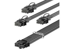 Fasgear PCIe 5.0 GPU Power Cable Sleeved 70cm | 16pin (12+4) 12VHPWR Connector for RTX 3090 Ti 4080 4090 | 3x8pin (6+2) PCI-e