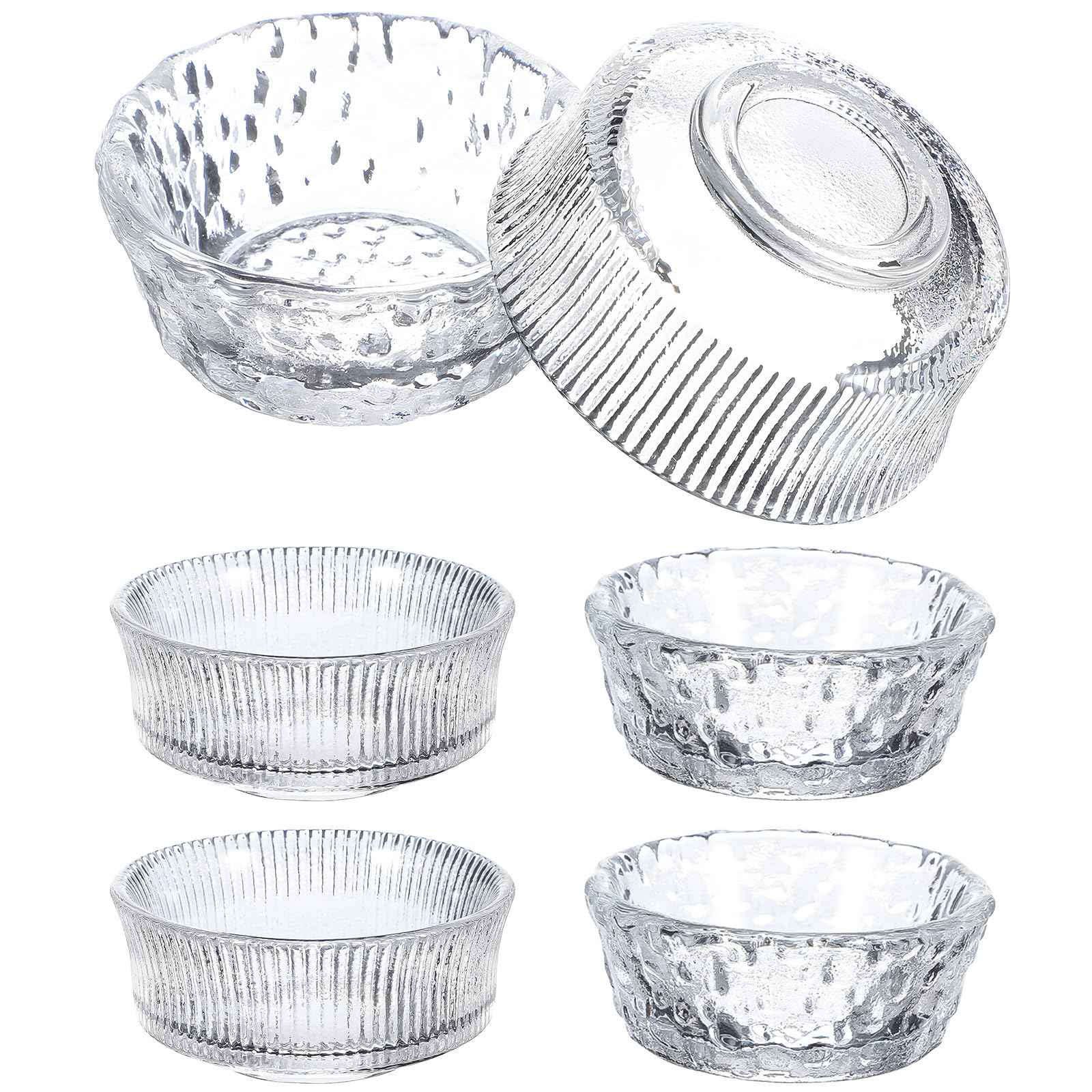Cabilock 6 Pcs Dipping Bowls Small Bowls for Dessert Snack Appetizer Sauce Vinegar Elegant Glass Serving Dishes for Home and Restaurant