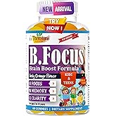 Focus Gummies for Kids | Teen Focus Vitamins for Memory, Attention & Clarity with Plant-Based Omega-3 DHA Teen Vitamins | Delicious Orange Flavor – 60 Gummies