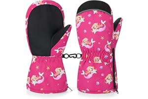 MoKo Kids Toddler Snow Gloves - Non-Slip Waterproof Toddler Mittens with Zipper Warm Velvet Cloth Kids Ski Gloves for Toddler