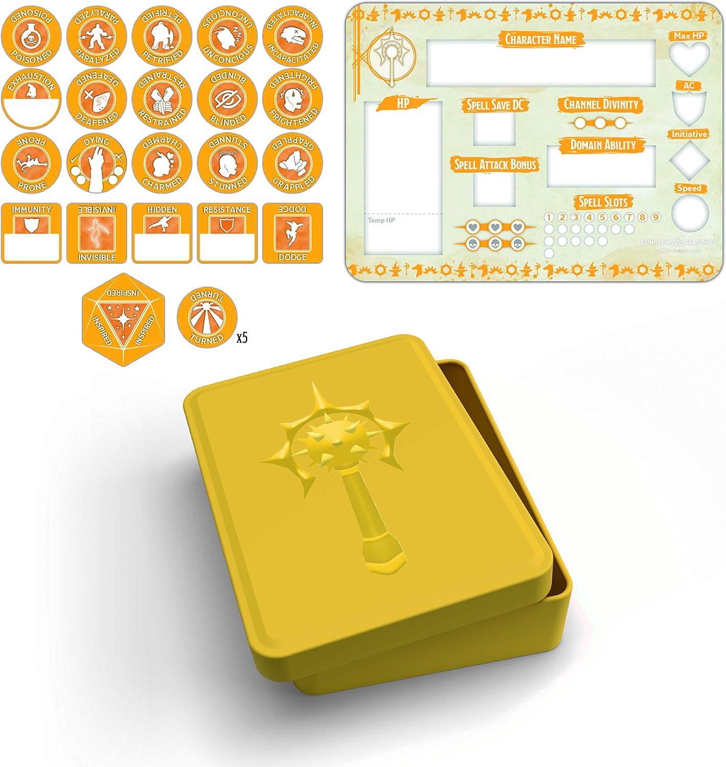 Gale Force Nine Dungeons & Dragons Fighter Token Set - 23 Spielsteine + Kampffliese, Mehrfarbig