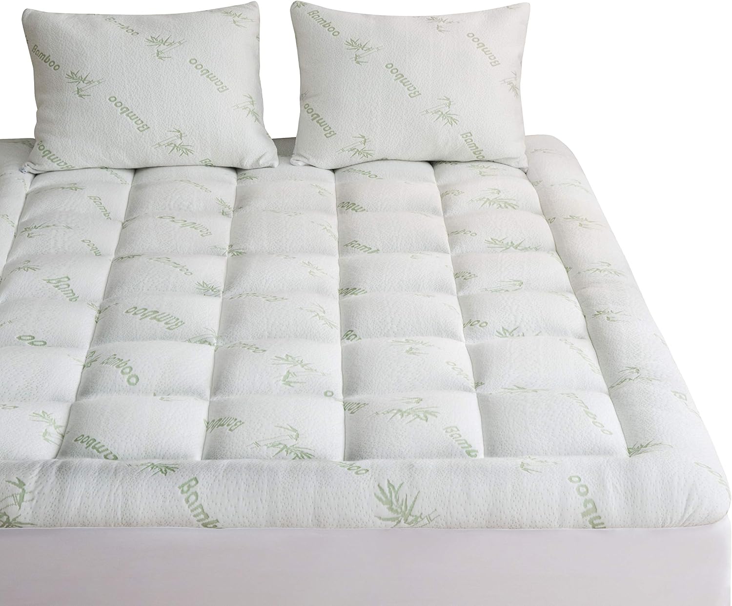 Bamboo Mattress Topper Cover Queen with 1 Pillow Protector Cooling Pillow Top Mattress Fits 8-20 Inches Deep Mattresses Pad Breathable Extra Plush Thick Extra Deep Fitted 20 Inches Rayon: Home & Kitchen