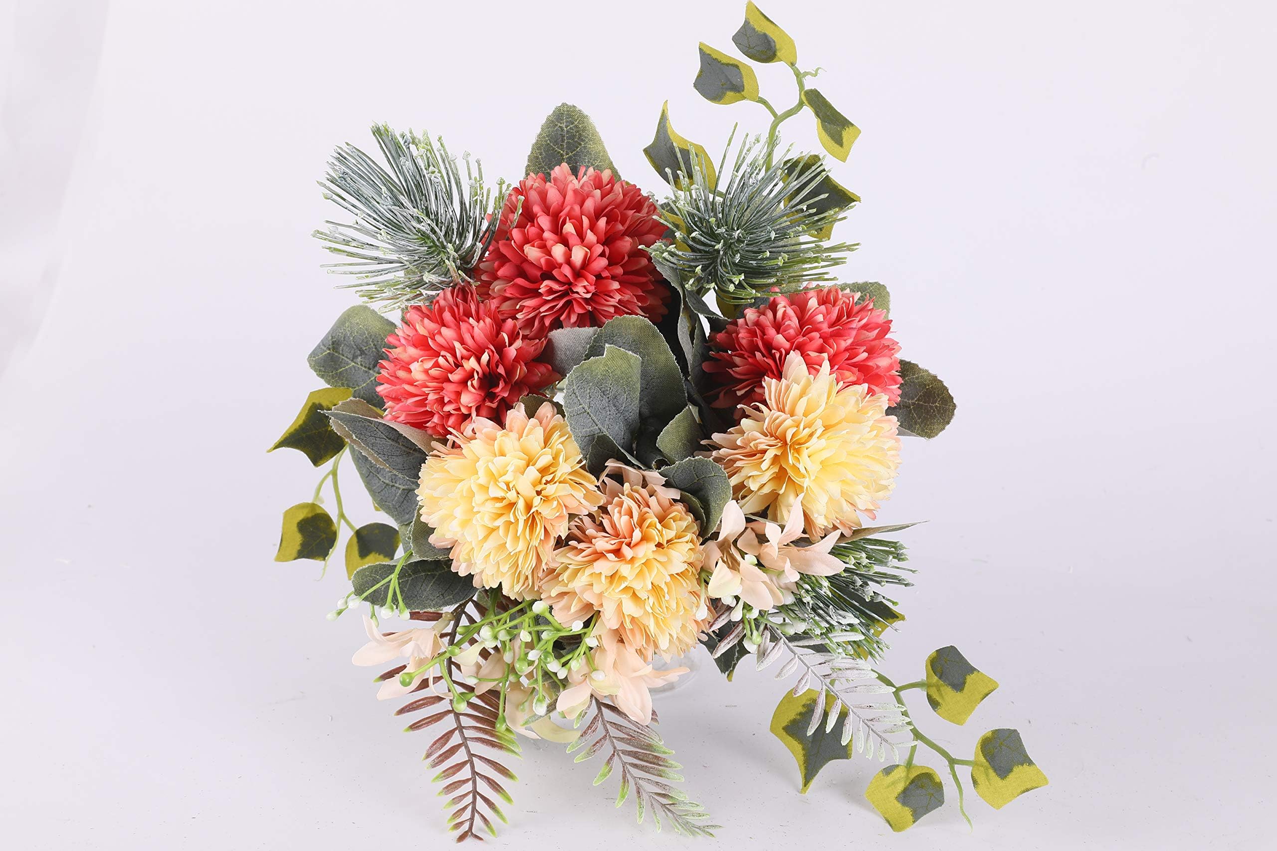 Lynn Co 2 Pack Artificial Flowers,Flowers Silk Plastic Artificial Hydrangea Bridal Wedding Bouquet for Home Garden Party Wedding Decoration (Yellow-Pink)