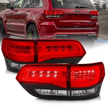 Amazon Com Amerilite Red Clear Black Led Bar Led Brake Turn Signal Tail Lights Set For 2014 2017 Jeep Grand Cherokee 4 Pcs Passenger And Driver Side Automotive