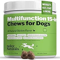 Deley Naturals Dog Multivitamins Chewable - 15 in 1 Dog Vitamins and Supplements for Immune System, Skin, Joint Support & Dig