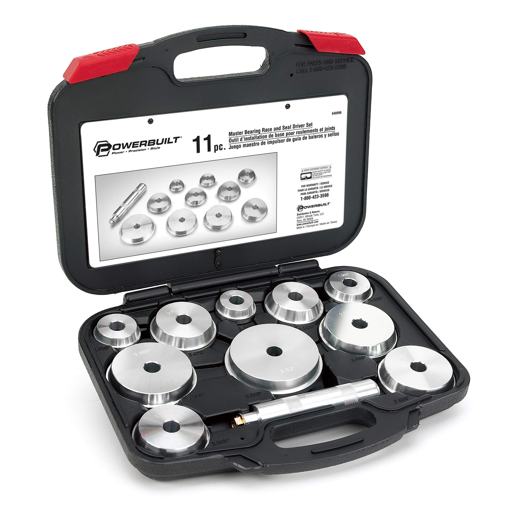 Powerbuilt 11 Piece Master Bearing Race and Seal Driver Tool Set, Bearing Press Kit, Seal Installer Bearing Driver Kit for Bearing Installation, Storage Case - 648996 Image