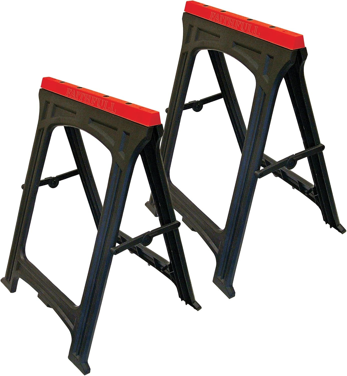 Faithfull TRESTLESP Plastic Trestles 82cm x 57cm (Set of 2), Black Red