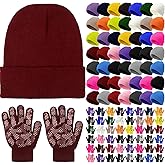 Toulite 100 Pcs Kids Winter Hats and Gloves Sets Bulk Beanie Gloves for Children School Donation Wholesale (Light Camouflage)