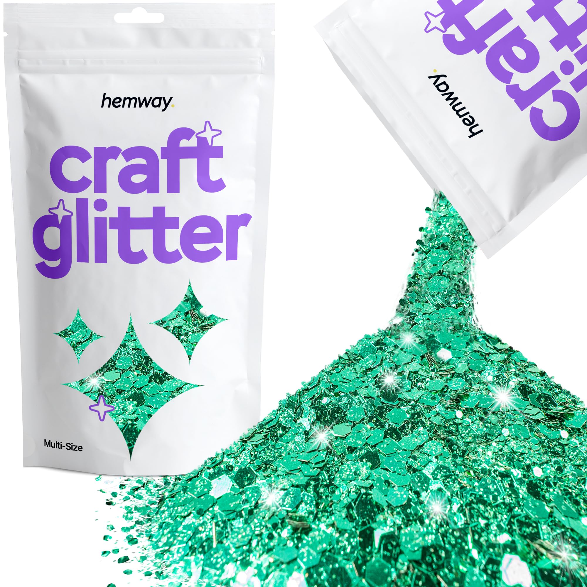 Hemway Craft Glitter Turquoise Blue 100g Multi Size Glitter for Crafts, Resin, Cosmetic, Nail, Face, Body, Festival, Tumblers, Art, Candle, Crafting