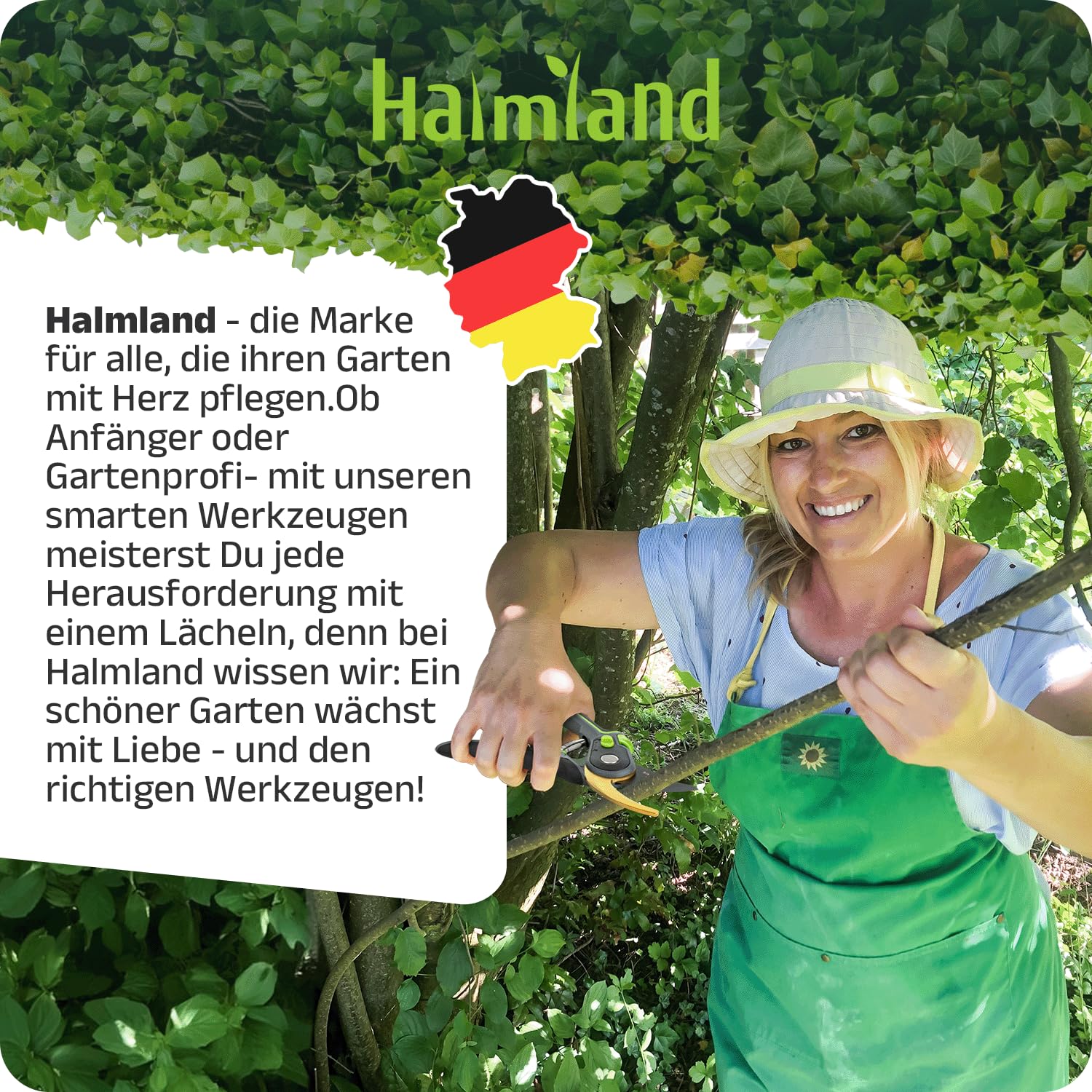 halmland® Extra scharfe Gartenschere für Äste bis 20mm | Astschere, Rosenschere mit gehärteter Stahlklinge, Antihaft-Beschichtung | Einstellbar für große & kleine Hände | Baumschere, Blumenschere 6