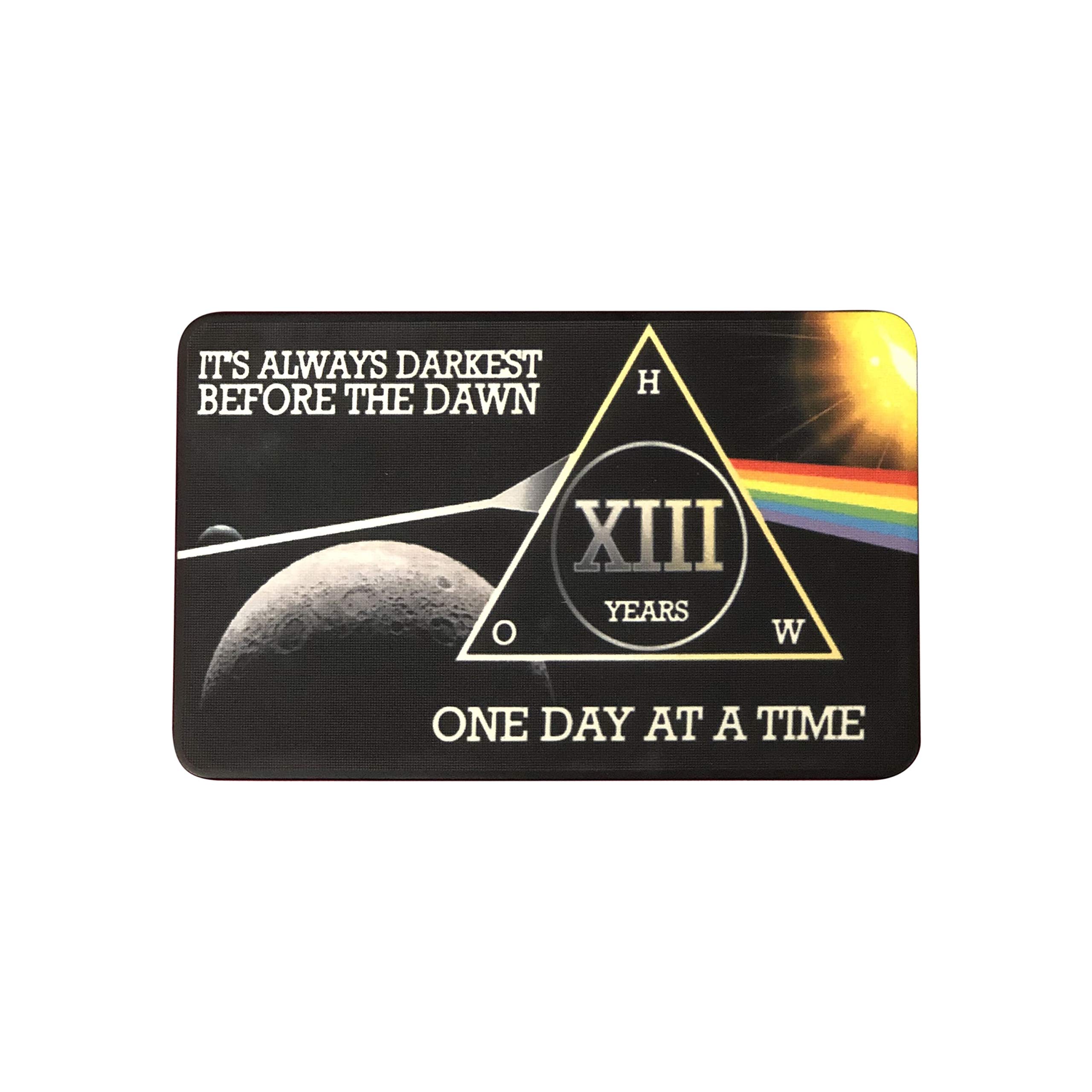 MyRecoveryStore Dark Moon One Day at A Time AA Sobriety Chip Includes 7th Step Prayer (Years 1-50 Offered) Square Recovery Chip (Year 13)