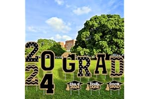 HXXF 2024 Graduation Yard Sign Decoration, 11PCS Graduation Decorations Class Of 2024 Graduation Yard Signs with Stakes, High School College Graduation Party Decorations Supplies, Black
