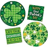 Shamrock and Roll St. Patrick's Day Irish Party Supplies for 16 - Paper Plates and Napkins Bundle