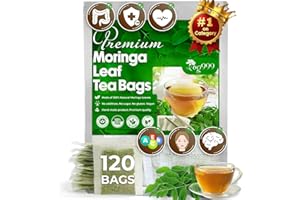 TOG999, Premium 120 Moringa Leaf Tea Bags, 100% Natural & Pure from Moringa Leaves. Loose Leaf Moringa Herbal Tea. Moringa Leaf Tea. No Sugar, No Caffeine, No Gluten, Vegan.