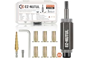 EZ-NUTUL Multi-Grip Rivet Nut Installation Tool Set Pre-Bulbed Shank Flat Head Threaded Insert Nut Plus Nuts Assortment Kit Cross Rivnut for Construction Industrial 5/16-18(Plus Nut Tool-6pcs)