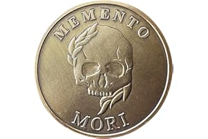 RAINTEAM Memento Mori Coin Memento Vivere Coin Skull and Hourglass Stoic Coin Challenge Coin Novelty Coins Gift for Daily Stoic Practice