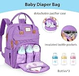 LANDICI Baby Changing Bag Backpack Lavender Large Nappy Diaper Bag view 3