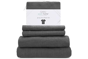 Posh Home Jersey Knit Sheet Set – 4-Piece Jersey Bed Sheets – T-Shirt Breathable & Soft Cotton Jersey Sheets - Includes Flat Sheet, Jersey Fitted Sheet, & 2 Pillowcases - King Jersey Sheets, Gray