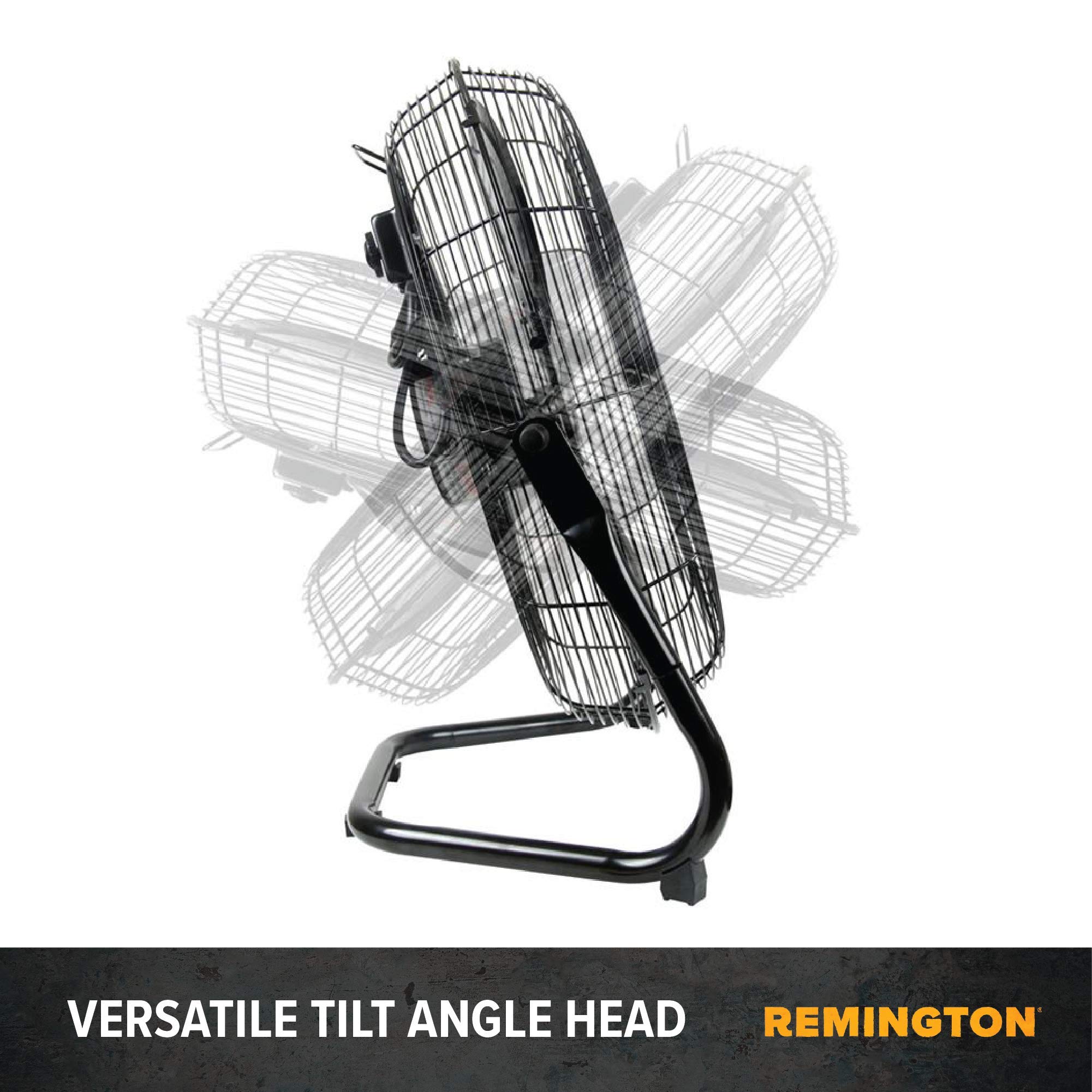 Remington High Velocity Floor Fan, 3 Speed Portable Cooling Unit - Heavy Duty Metal Airflow for Large Shops, Garages, and Warehouses, 20 Inch, Black