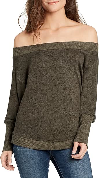 William Rast Women's Hunter Off Shoulder Sweater Knit Top at Amazon 