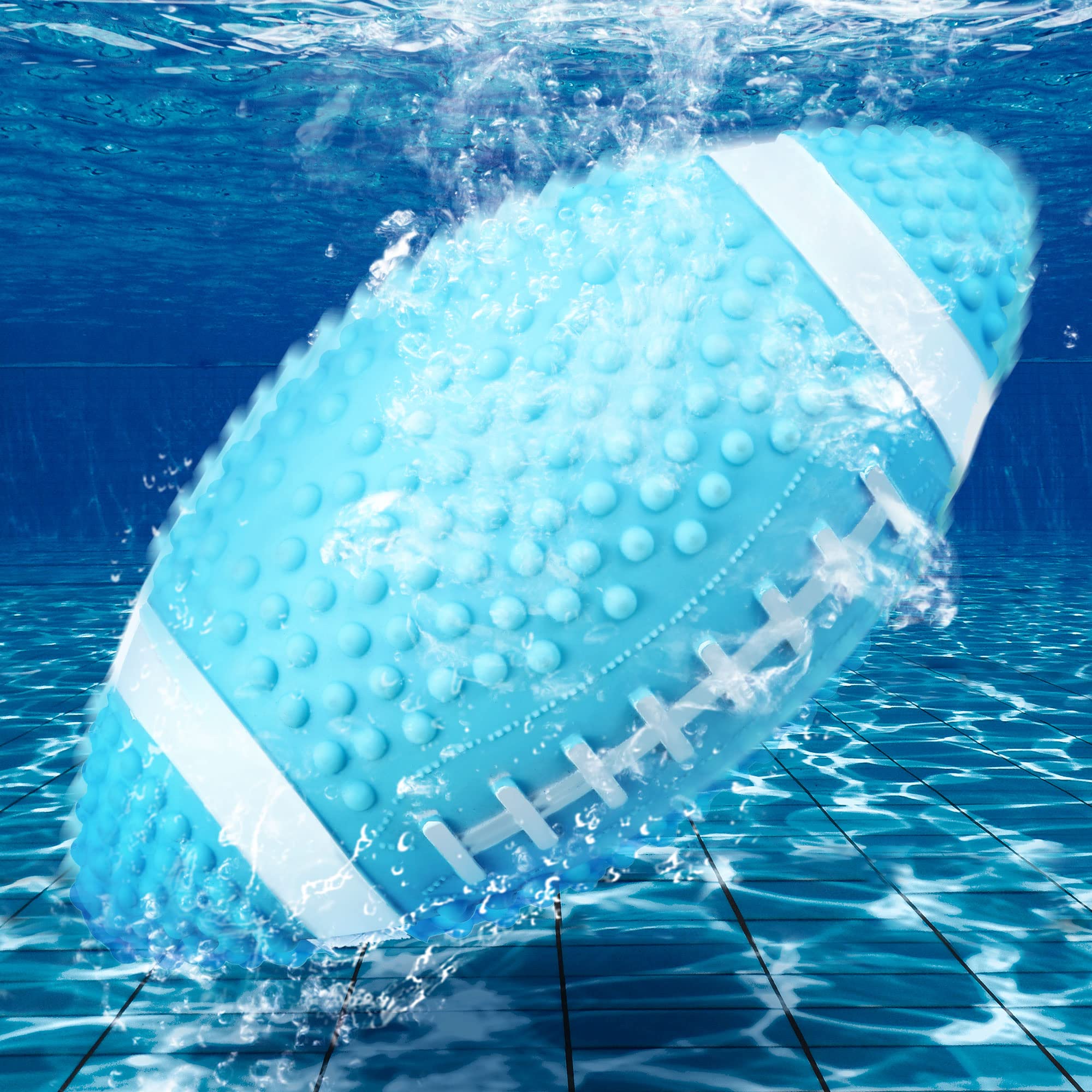Photo 1 of Hiboom Pool Football for Swimming Pool, Waterproof Water Football for Underwater Passing, Dribbling, Pools Toys Ball with Water Filling, Diving Games for Teens Adults(Light Blue)