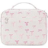 JIANYA Bible Cover for Girls Kids Bible Case Church Bag Childrens Bible Bag with Handle and Zippered Pocket, Bow Beige