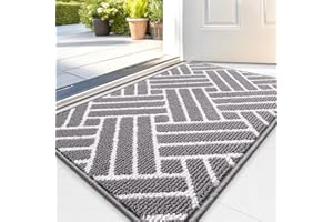 OLANLY Indoor Door Mat, 32x20 Inch, Dirt Resistant and Absorbent, Non-Slip Rubber Backing Floor Mats, Easy Clean Low-Profile Doormat for Entryway, Front Door, and Inside Entrance, Grey