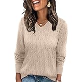 Sampeel Sweaters for Women Fashion 2025 Cable Knit Fall Clothes V Neck Business Casual Teacher Outfits