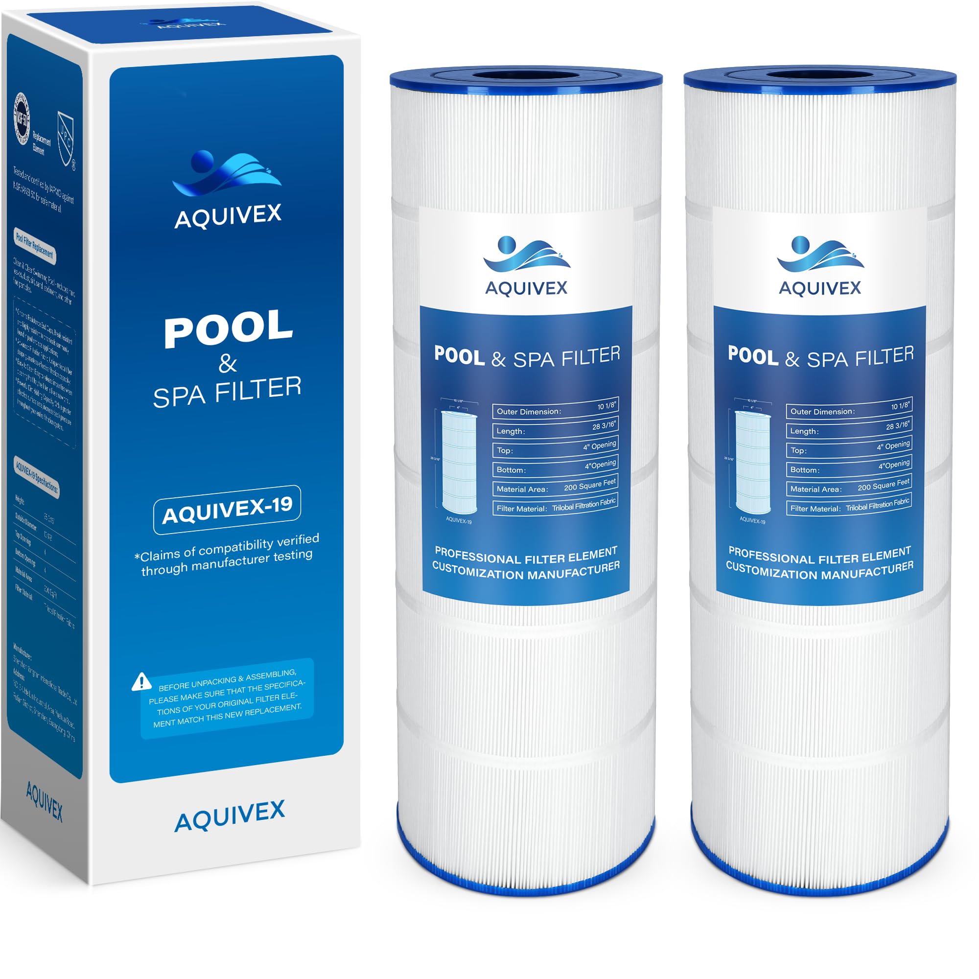 Photo 1 of **used***AQUIVEX CX200XRE Pool Filter Cartridge, Compatible with Hayward SwimClear C200S, Hayward CX200XRE, CS200E, Pleatco PA200S, PA200S-EC, PWWCT200, ULTRA-D5, Unicel C-9442, Spa-Daddy SD-01334, 2 Pack