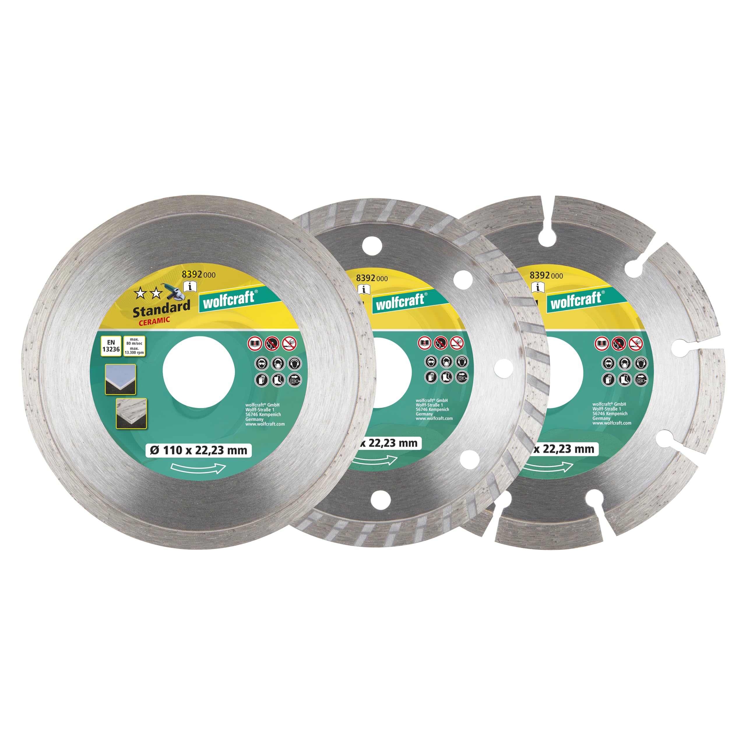 wolfcraft Diamond Cutting Disc Set 3 Pcs. I 8392000 I The Inexpensive Alternative - Ideal for All Beginners and Occasional DIYers.