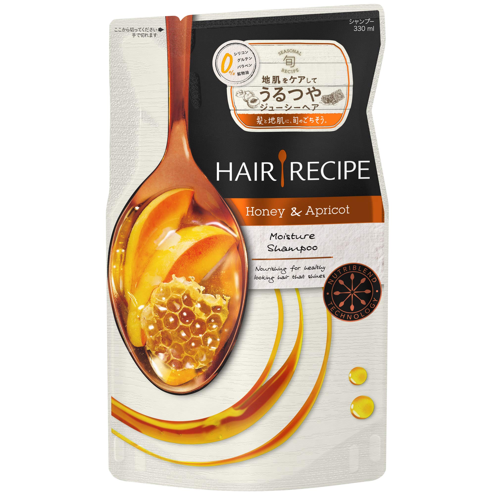 ヘアレシピ シャンプー 詰め替え 330mL ハニーアプリコット エンリッチモイスチャー商品画像