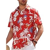 ABAFIP Men's Floral Hawaiian Shirt Short Sleeve Tropical Print Holiday Casual Summer Beach Shirts