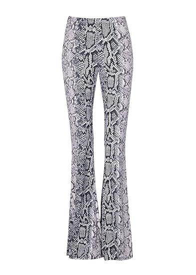 snake print bell bottom pants