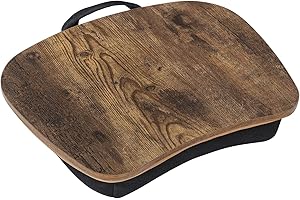 SONGMICS Lap Desk, Bed Tray, Laptop Table with Handle, Cushion, Rustic Brown ULLD109B01