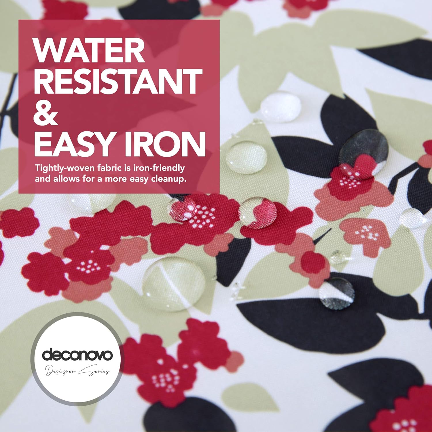 Deconovo Designer Series Water Resistant White Back Rectangle Placemats with Bright Rose Blossoms of Flowers Place Mats 12W x 18L Inch for Kitchen Dining Barbecue 4 Pieces Decoration: Kitchen & Dining