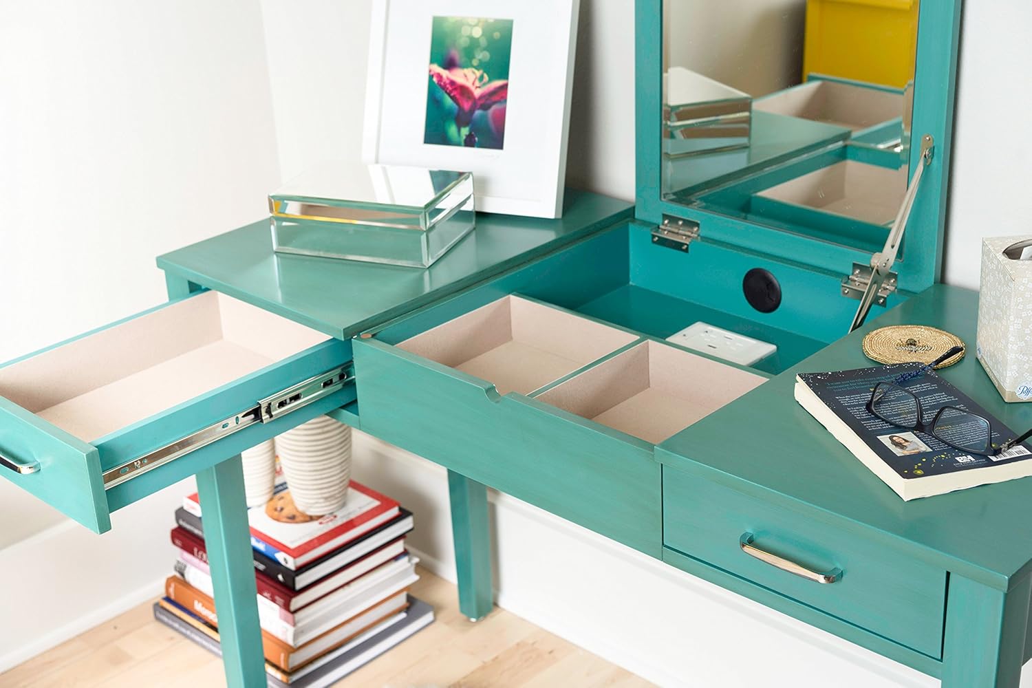 Alveare Home Aimee Vanity Desk Makeup Dressing Table, TURQUOISE