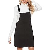 Yeokou Womens Casual Corduroy Bib Knee Length Overalls Pinafore Midi Dress Jumpsuit