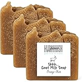 HushHush Farm Organic Goat Milk Soap Bar for Face & Body | Handmade with Goat Milk Soap Bar for Sensitive Skin, Essential Oils | Moisturizing Vitamin-Rich Skincare -Orange Clove 3 Pack